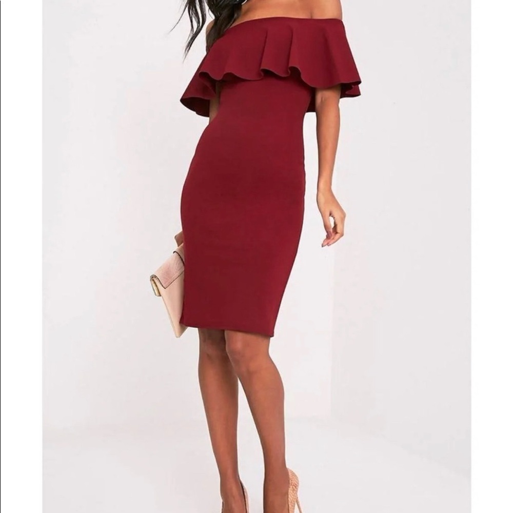 PRETTYLITTLETHING BURGUNDY DRESS